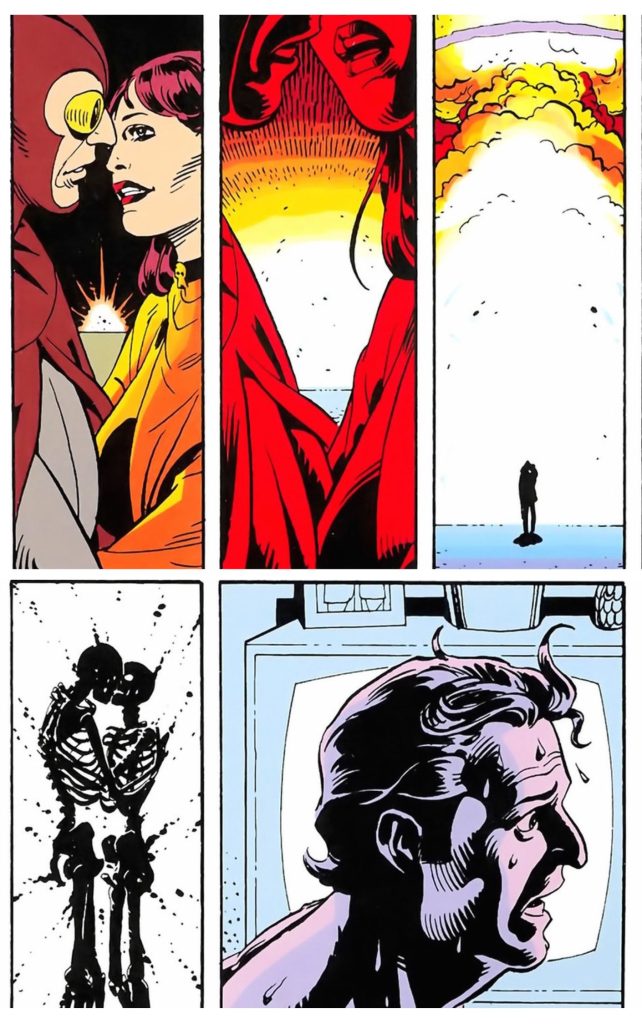 In a dream sequence from Watchmen, Laurie and Dan kiss as the world explodes.