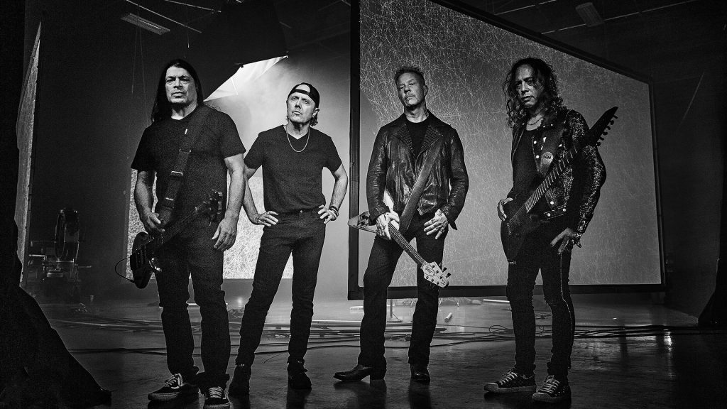 An image of the four members of heavy metal band Metallica.