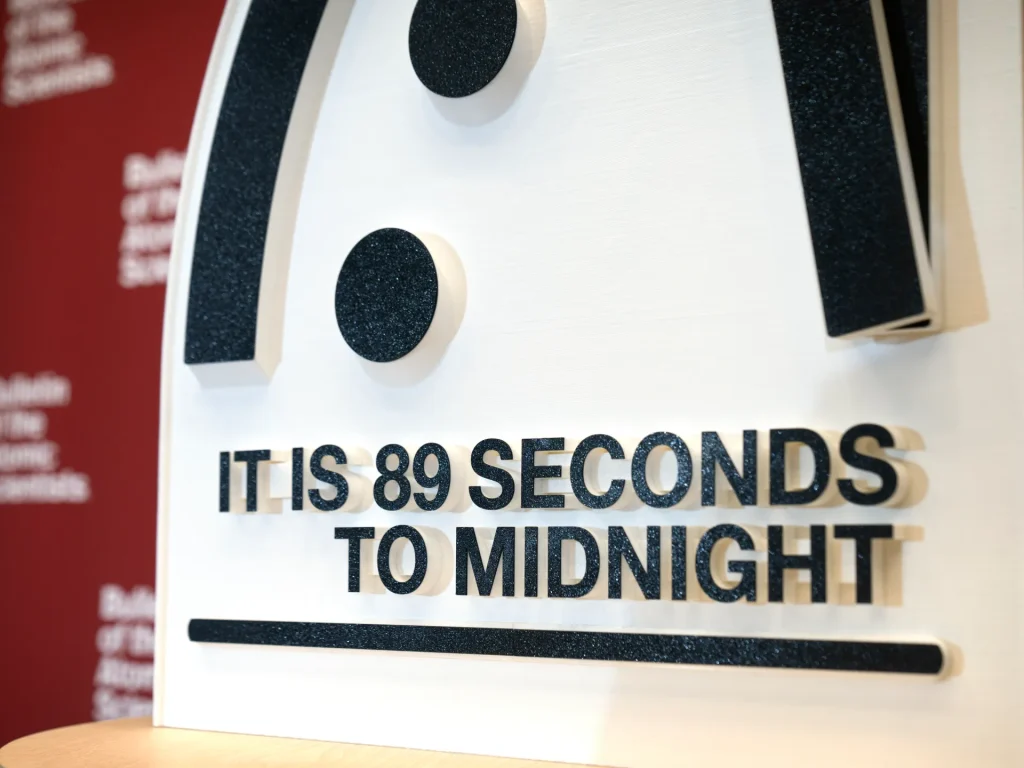 From the official Doomsday Clock press release for 2025 - it's 89 seconds to midnight.