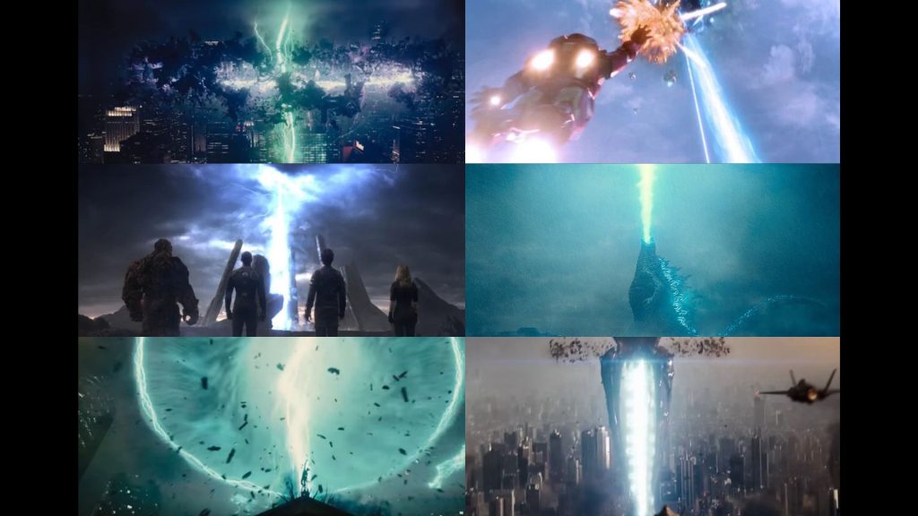 A compilation of big blue sky beams from superhero and sci-fi films.