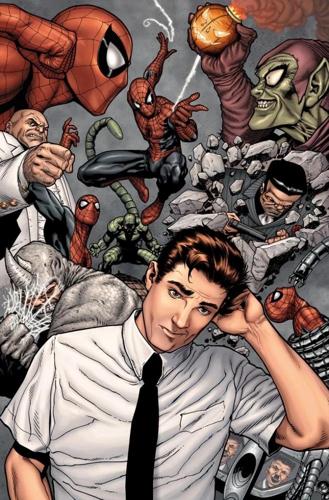 Peter Parker is awkwardly scratching his head while considering his past battles with supervillains.